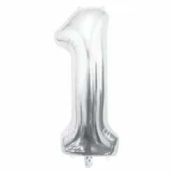 Ballon Mylar Chiffre 1 Argent 40cm