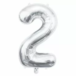 Ballon Mylar Chiffre 2 Argent 40cm