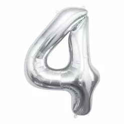 Ballon Mylar Chiffre 4 Argent 40cm