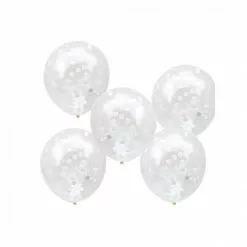 Ballons Transparents Confettis Blancs