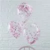 Ballons Transparents Confettis Roses X5