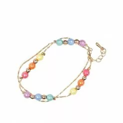 Bracelet Or Avec Perles Multicolores